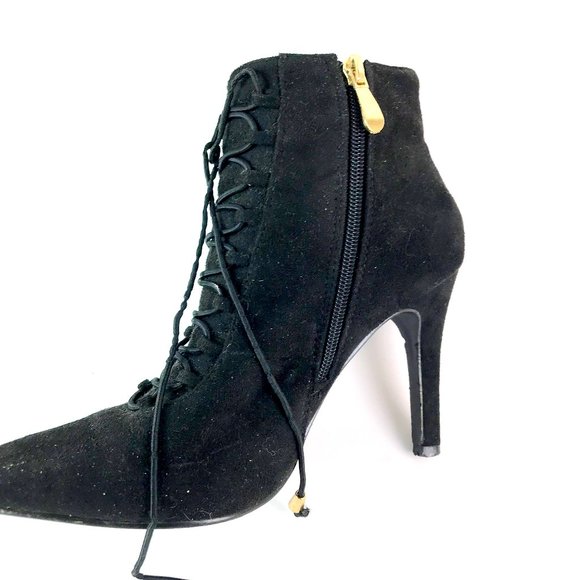 Lace Up Black Suede Booties - Picture 5 of 5